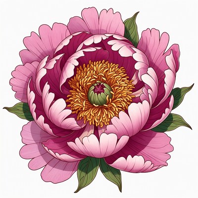 Pink Peony Flower Illustration