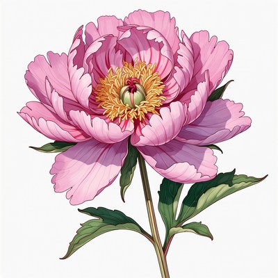 Pink Peony Flower Illustration