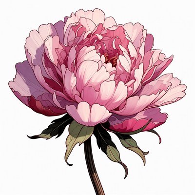Pink peony flower illustration