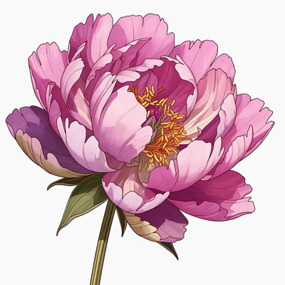 Pink peony flower illustration