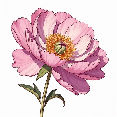 Pink peony flower illustration
