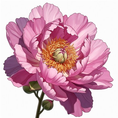 Pink peony flower illustration