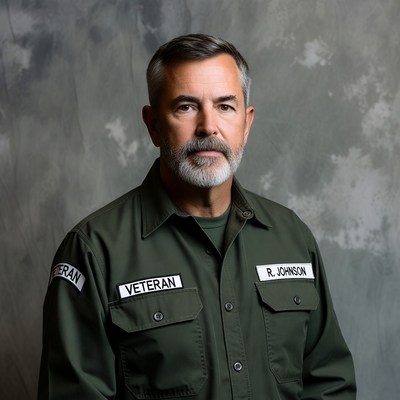 Veteran man R. Johnson in uniform