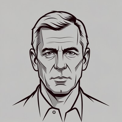 Line art portrait of mature man