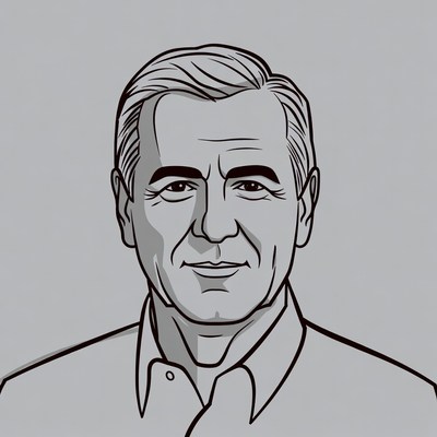 Line drawing of older man