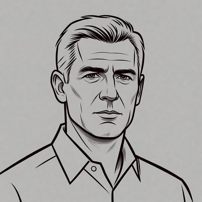 Hand-drawn portrait of mature man