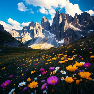 Colorful Wildflowers in Tre Cime Mountains