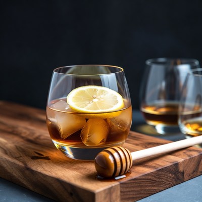 Whiskey with Lemon and Honey Dipper