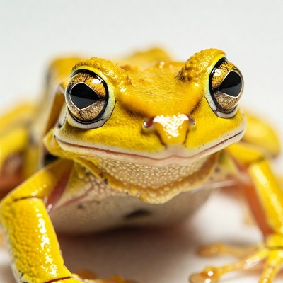 Yellow tree frog close-up