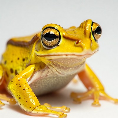 Yellow tree frog close-up