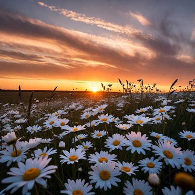 Sunset over Daisy Field