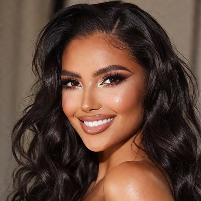 Beautiful woman smiling with makeup