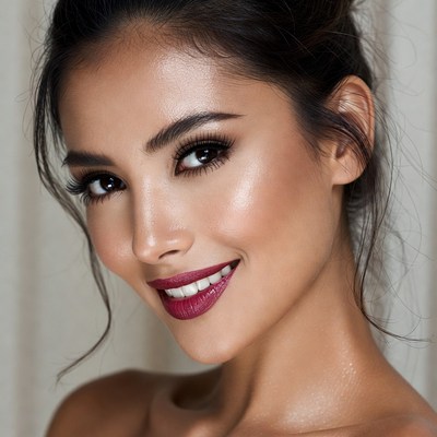 Beautiful Asian woman smiling closeup