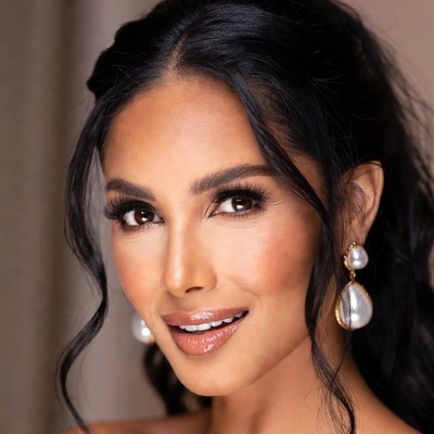 Beautiful woman with black hair smiling