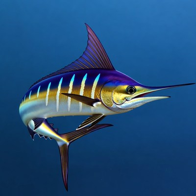 Blue Marlin Swimming Underwater