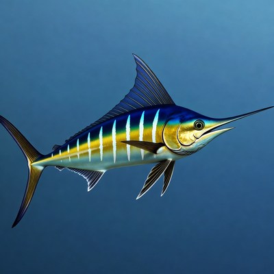 Blue Marlin Swimming Underwater