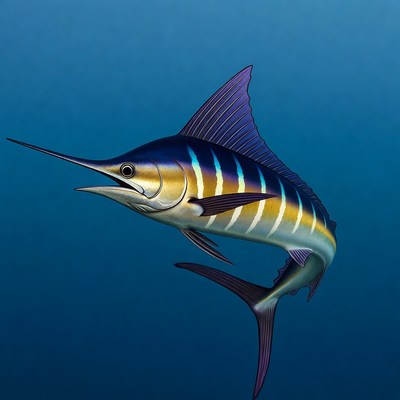 Blue Marlin Swimming in Ocean