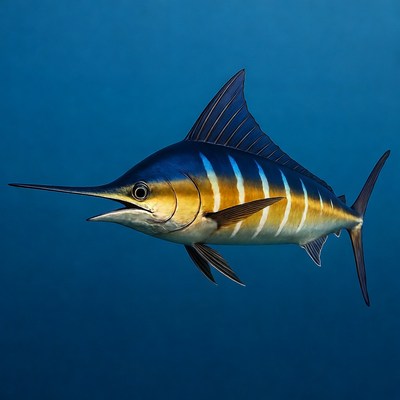 Blue Marlin Swimming Underwater