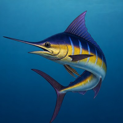 Blue Marlin Swimming Underwater