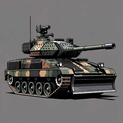 Camouflaged Military Tank Illustration