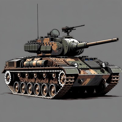 Camouflaged Military Tank Illustration