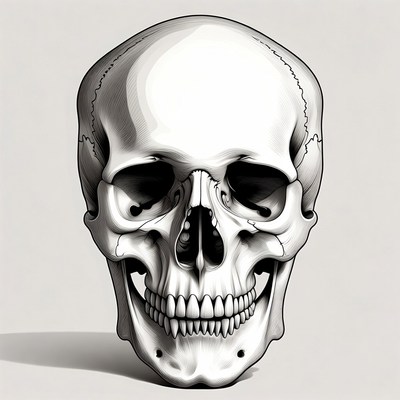 Detailed Human Skull Illustration