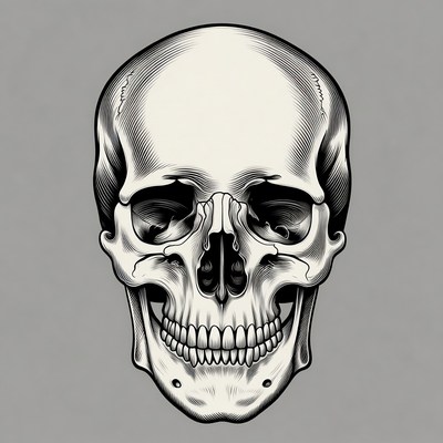 Black and White Human Skull Illustration