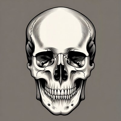 Detailed Human Skull Illustration
