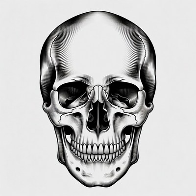 Black Ink Human Skull Illustration