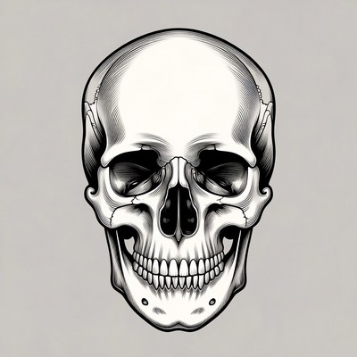 Black and white skull illustration