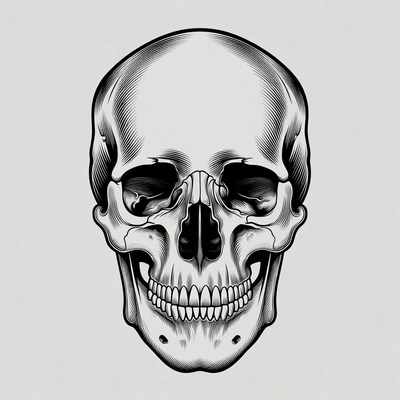 Black Ink Human Skull Illustration