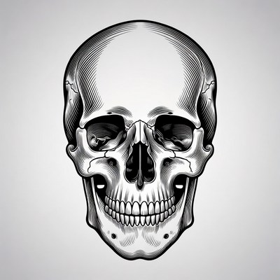 Black Ink Human Skull Illustration