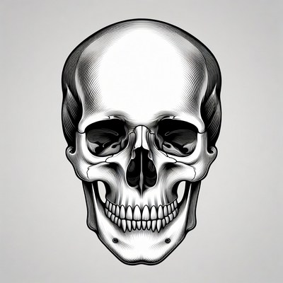Black and white skull illustration