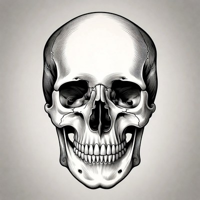 Detailed Human Skull Illustration