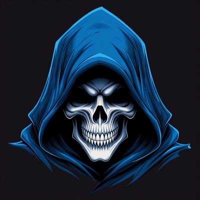 Blue Hooded Skull Illustration