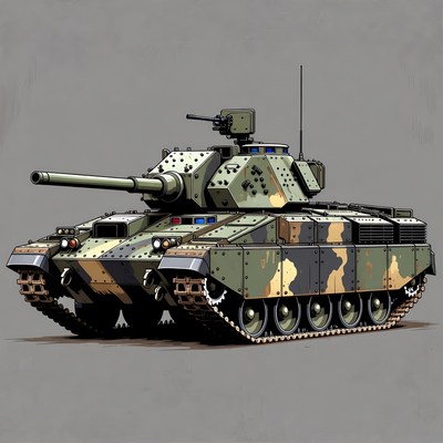 Camouflaged Military Tank Illustration