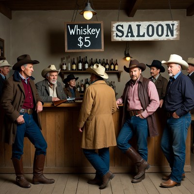 Men at Western Saloon Bar