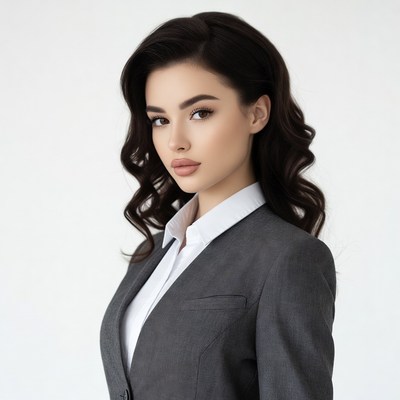 Beautiful woman in gray suit