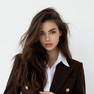 Woman in brown blazer portrait