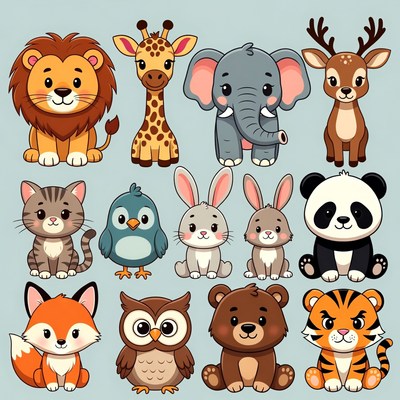 Cute Cartoon Animals Collection