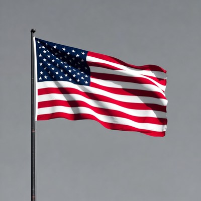 American flag waving on pole