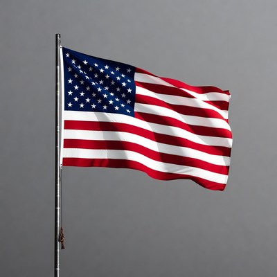 American Flag Waving on Pole