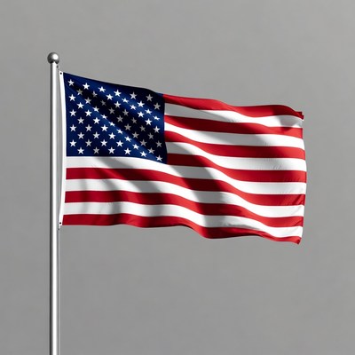 American Flag Waving on Pole