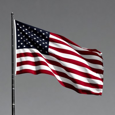 American flag waving on pole