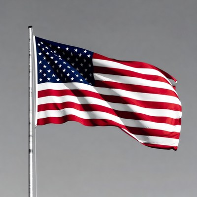 American flag waving on flagpole