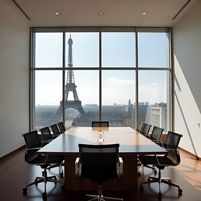 Empty Conference Room Eiffel Tower View