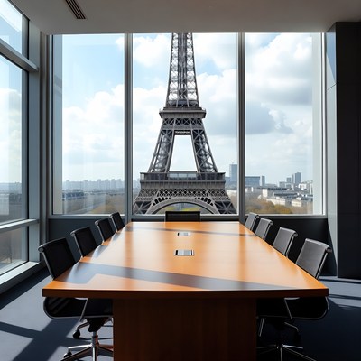 Eiffel Tower View from Office Conference Room