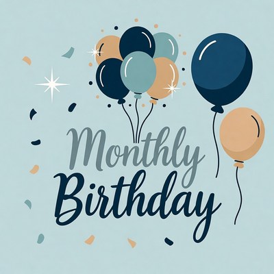 Monthly Birthday Balloons Illustration