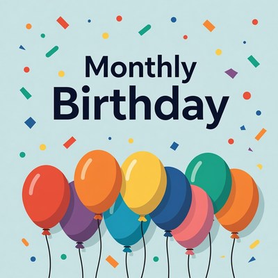 Monthly Birthday Balloons Illustration