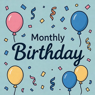 Monthly Birthday Clipart with Balloons